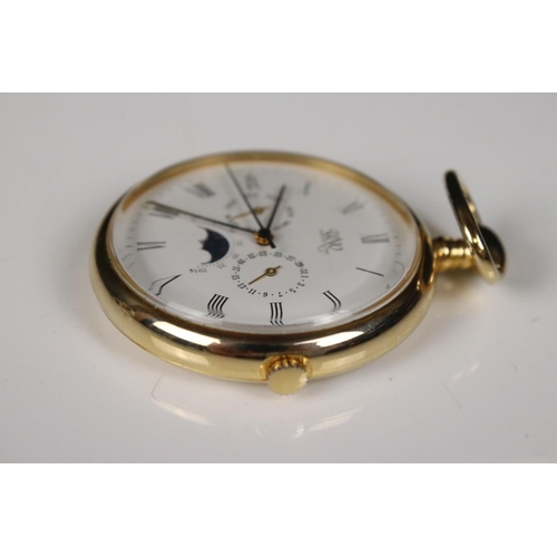 298 - A Uno Depuis 1795 quartz moonphase pocket watch with Albert chain.