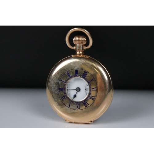 299 - A gold plated half hunter pocket watch, top winding movement, marked to the dial 'To The Admiralty, ... 