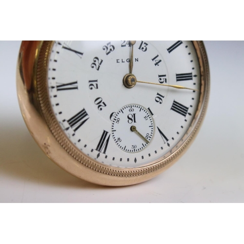 300 - A vintage 'Elgin' gold plated top winding pocket watch with sub second hand to 6 o'clock.