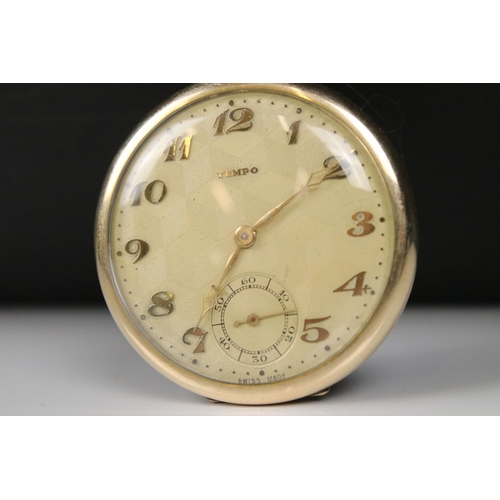 303 - An Art Deco Tempo top winding pocket watch in gold filled case with sub second dial to 6 o'clock.