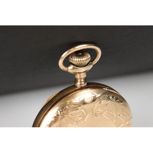 305 - An Elgin top winding pocket watch with gold plated case and sub second dial to 6 o'clock.