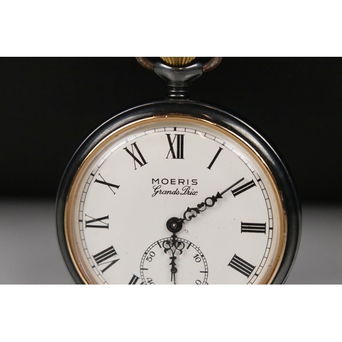 306 - A 'Moeris Grand Prix' top winding pocket watch with sub second dial to 6 o'clock.