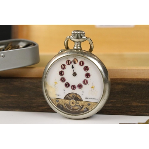 310 - Two vintage pocket watches to include an Art Deco 'Oris' example together with a collection of pocke... 