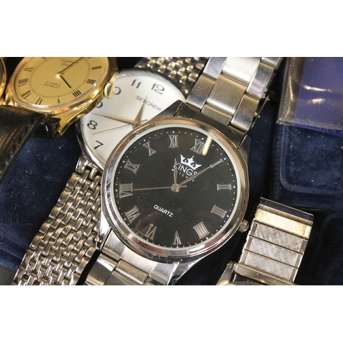 311 - A collection of eight gents wristwatches to include Bulova, Summit, Sekonda, Garrard and Regent exam... 