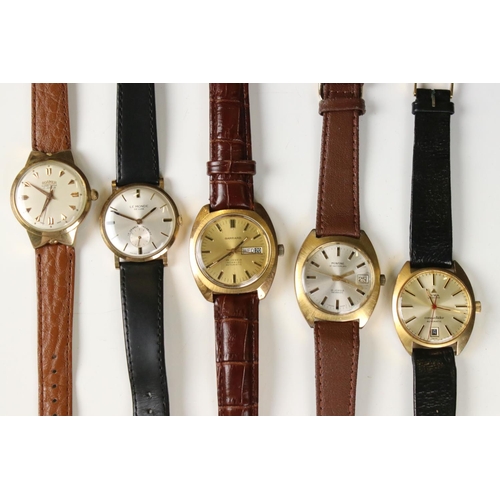 312 - A collection of five vintage gents wristwatches to include Avia, Montine, Garrard, Le Monde and Roam... 