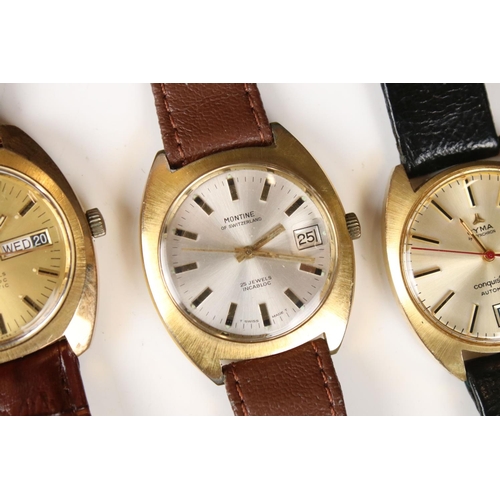 312 - A collection of five vintage gents wristwatches to include Avia, Montine, Garrard, Le Monde and Roam... 