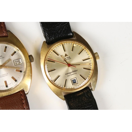 312 - A collection of five vintage gents wristwatches to include Avia, Montine, Garrard, Le Monde and Roam... 