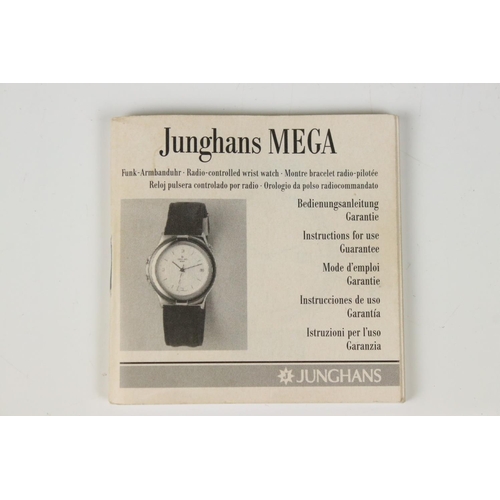 315A - Gentleman's ' Junghans Mega ' Mega radio-controlled Wristwatch, with black dial and black leather st... 