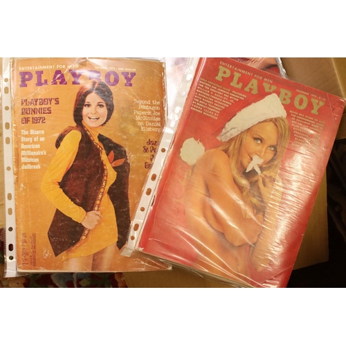 321 - A very large collection of adult erotic magazines to include parade and playboy examples.