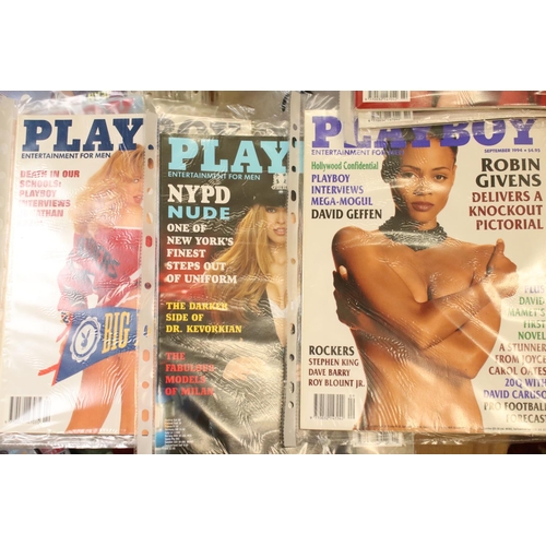 321 - A very large collection of adult erotic magazines to include parade and playboy examples.