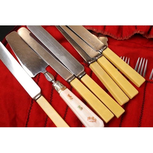 325 - A collection of mainly silver plated cutlery to include fish knives, butter knives...etc..together w... 