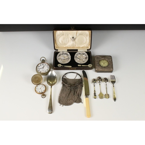 345 - A small group of mixed collectables to include a Goliath pocket watch, a silver cased pocket watch w... 