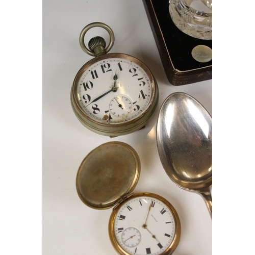 345 - A small group of mixed collectables to include a Goliath pocket watch, a silver cased pocket watch w... 