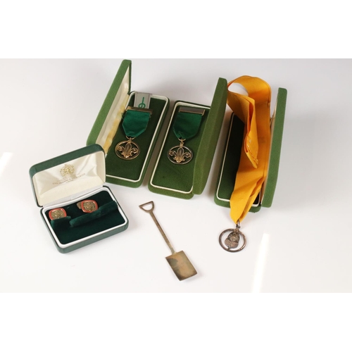 347 - A group of three cased Boy Scouts medals to include a hallmarked silver example, a pair of silver cu... 