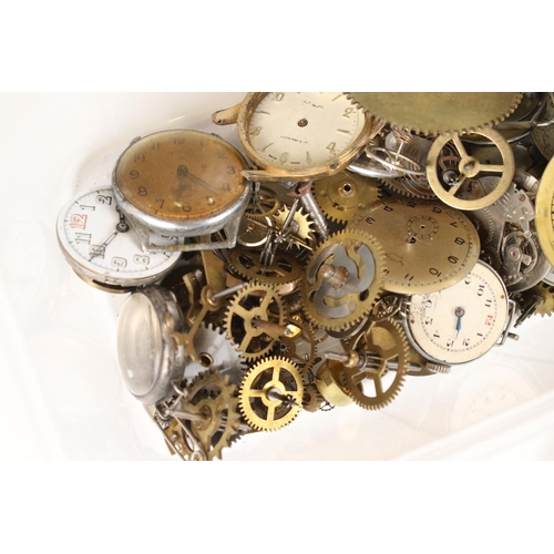 355 - Collection of watch parts, to include Swiss movement, trench watch, silver trench watch case etc