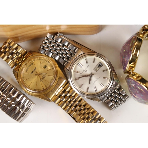 367 - A small collection of vintage ladies and gents wristwatches together with a small quantity of contem... 