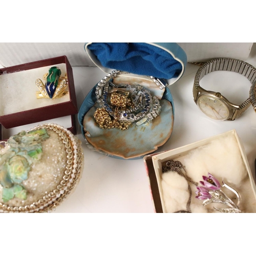 372 - A collection of mainly vintage costume jewellery together with a small group of vintage watches and ... 