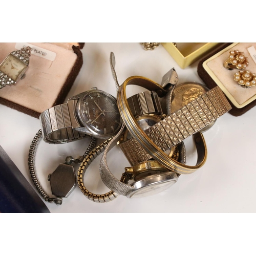 372 - A collection of mainly vintage costume jewellery together with a small group of vintage watches and ... 