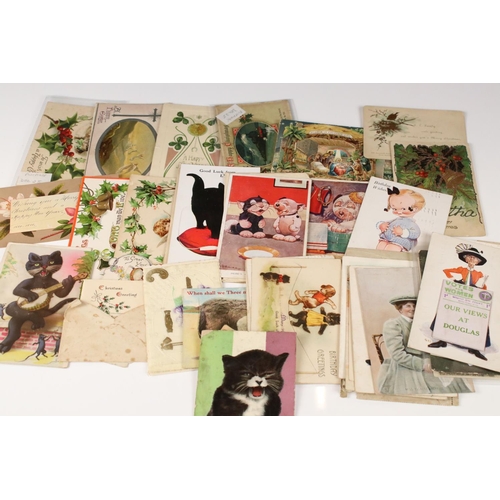 375 - A small collection of early 20th century postcards to include suffragette, military and Disney examp... 