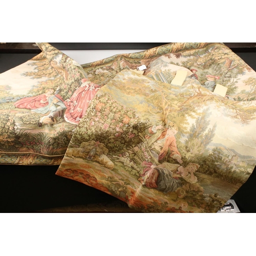 462 - Two Tapestry / Needlework Hanging Wall Hangings depicting classical scenes, largest 175cm x 79cm