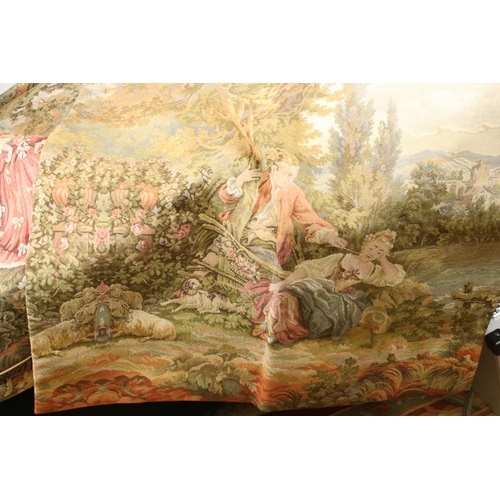 462 - Two Tapestry / Needlework Hanging Wall Hangings depicting classical scenes, largest 175cm x 79cm