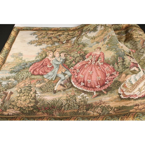 462 - Two Tapestry / Needlework Hanging Wall Hangings depicting classical scenes, largest 175cm x 79cm