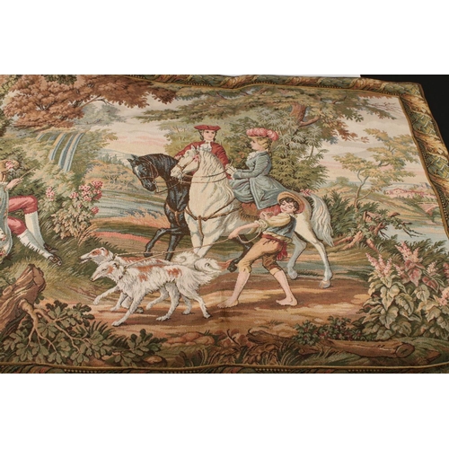 462 - Two Tapestry / Needlework Hanging Wall Hangings depicting classical scenes, largest 175cm x 79cm