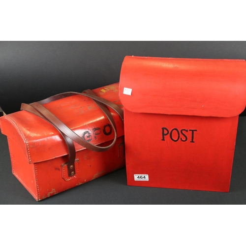 464 - Painted metal postbox, together with a leather GPO box