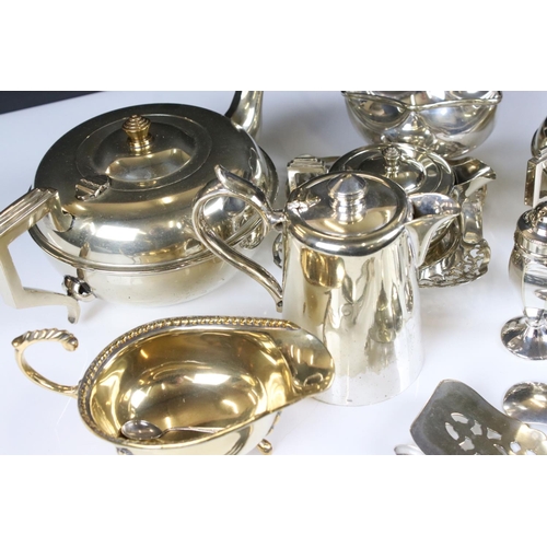 465 - Mixed lot of Silver Plate including Art Deco Three Piece Tea Service, Cruet Set, small amount Cutler... 