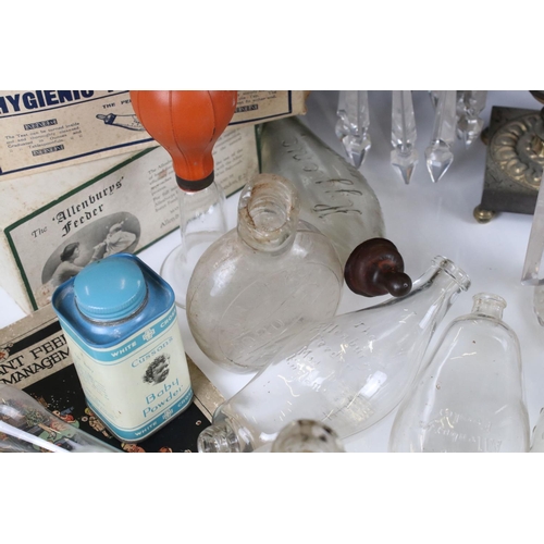 467 - Collection of Early 20h century Glass Baby Feeding Bottles, two in their original retail boxes plus ... 