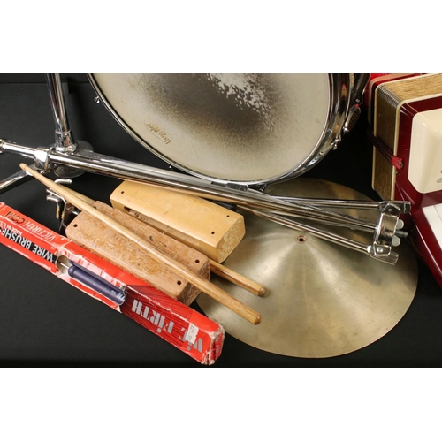 473 - Three Musical Instruments including Horner Piccola Accordion, Sonor Everplay Extra Snare Drum with s... 