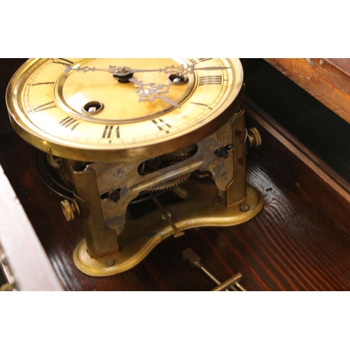 474 - Victorian Walnut Cased Hanging 8 Day Wall Clock, 88cm high together with 1930's Oak Cased Mantle Clo... 