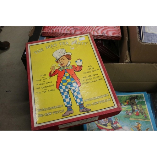 481 - Three Boxes of Vintage Wooden Jigsaws including Victory, Connoisseur, Optimago, etc, all complete