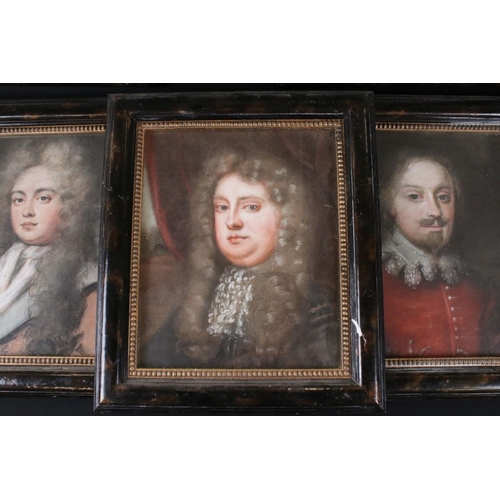 484 - After Edmund Ashfield, Six Pastel Portrait of 17th century Gentlemen and Ladies, each picture 19cm x... 