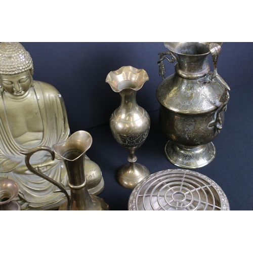 486 - Mixed lot including Brass and Indian Brass, Silver Plate, Plaster Buddha, Resin Chinese Dragon, Seve... 