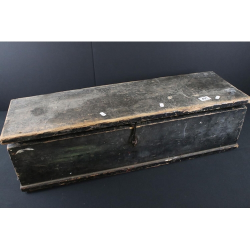 491 - Early 20th century Stained Pine Tool Box containing a quantity of old tools including wooden handled... 