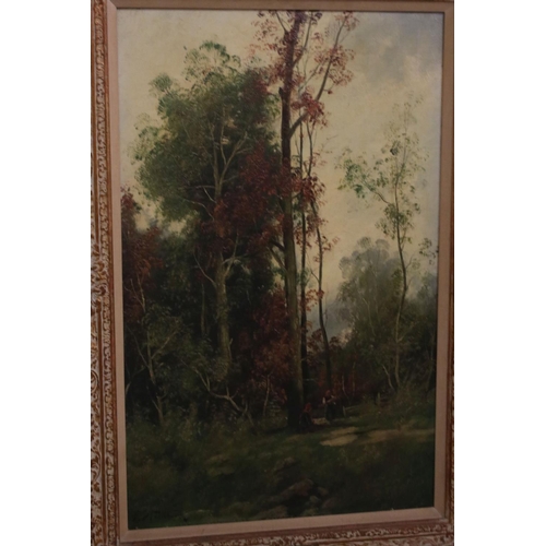 507 - G Steinbuch (German 19th century) Pair of Paintings on Canvas of Figures within Woodland settings, b... 