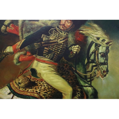 509 - 20th century Oil Painting on Canvas, after Theodore Gericault ' The Charging Chasseur ', signed, 69c... 