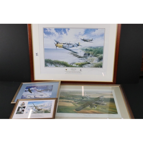 510 - Three Geoff Nutkins Military Aircraft Signed Colour Prints - ' Clifftop Chase ' limited edition no. ... 