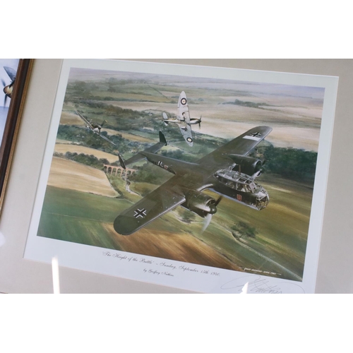 510 - Three Geoff Nutkins Military Aircraft Signed Colour Prints - ' Clifftop Chase ' limited edition no. ... 