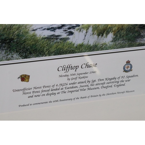 510 - Three Geoff Nutkins Military Aircraft Signed Colour Prints - ' Clifftop Chase ' limited edition no. ... 