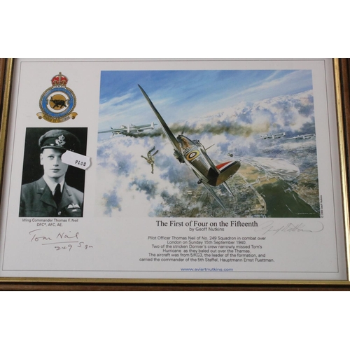 510 - Three Geoff Nutkins Military Aircraft Signed Colour Prints - ' Clifftop Chase ' limited edition no. ... 