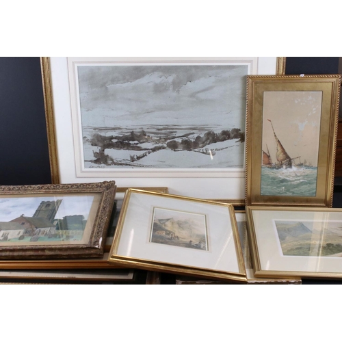 513 - Collection of Eight Watercolours, Early 20th century onwards, largest 58cm x 37cm