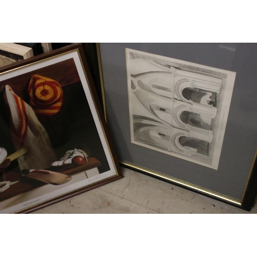 517 - Eight Framed and Glazed Prints including Terence Cuneo ' The Deputy's Deputy ', R M Meadows Stipple ... 