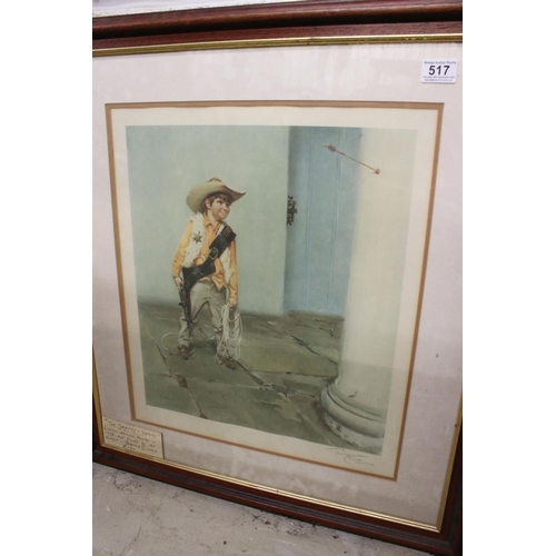 517 - Eight Framed and Glazed Prints including Terence Cuneo ' The Deputy's Deputy ', R M Meadows Stipple ... 