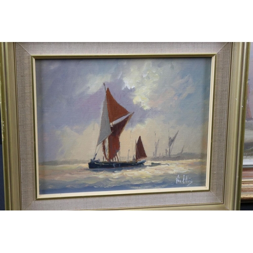 521 - Vic Ellis (1921-1984) Two Oil Paintings on Canvas of Sailing Boats at sea, both signed lower right, ... 