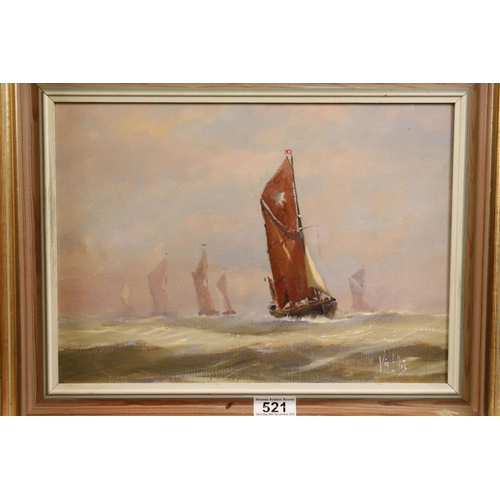 521 - Vic Ellis (1921-1984) Two Oil Paintings on Canvas of Sailing Boats at sea, both signed lower right, ... 