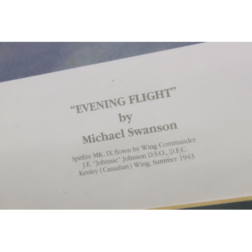 524 - Michael Swanson Military Aircraft Print titled ' Evening Flight ', signed by the artist and Wing Com... 