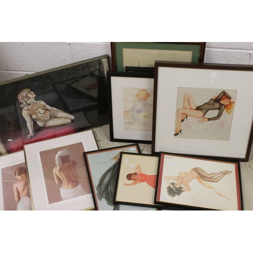 537 - Thirteen Framed and Glazed Prints of Glamour Girls and Semi-naked Women inlcuding signed Phillipe Bo... 