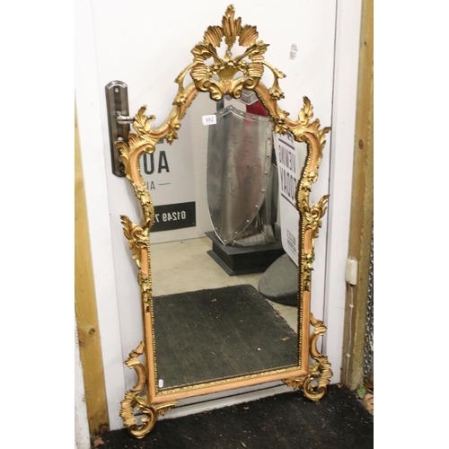 552 - Italian Gilt and Pink Painted Rococo style Mirror, 120cm high x 66cm wide